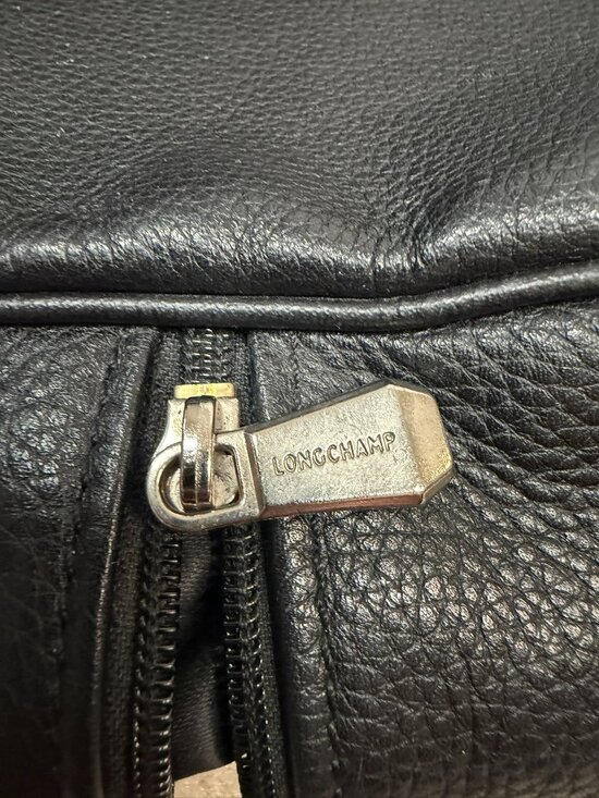 VGUC Vintage Longchamp Black Pebbled Leather Backpack EUC Large Travel Work Bag main image 11